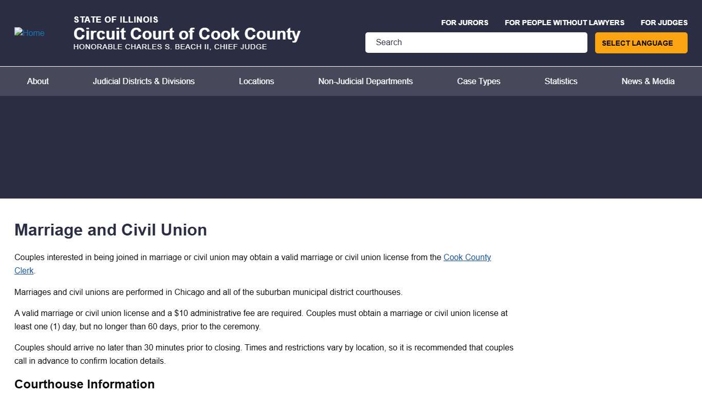 Marriage and Civil Union Circuit Court of Cook County