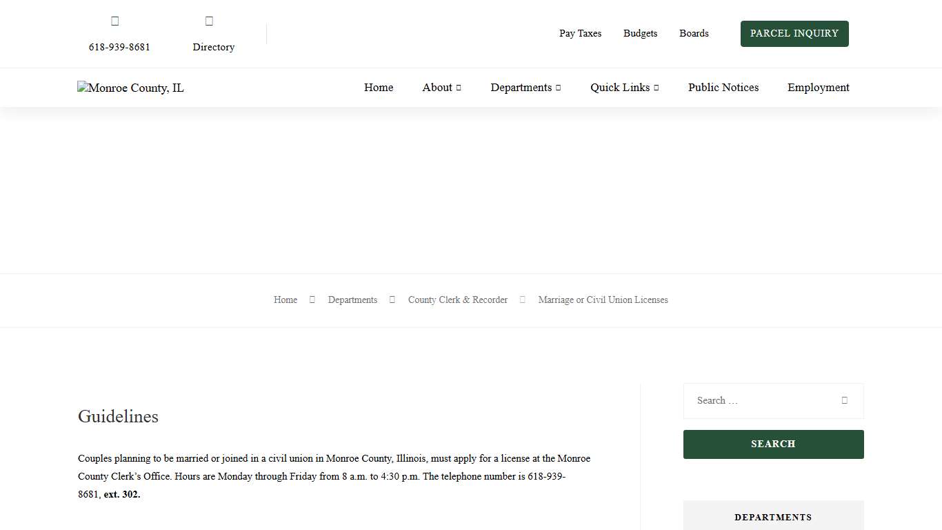 Marriage or Civil Union Licenses – Monroe County, IL