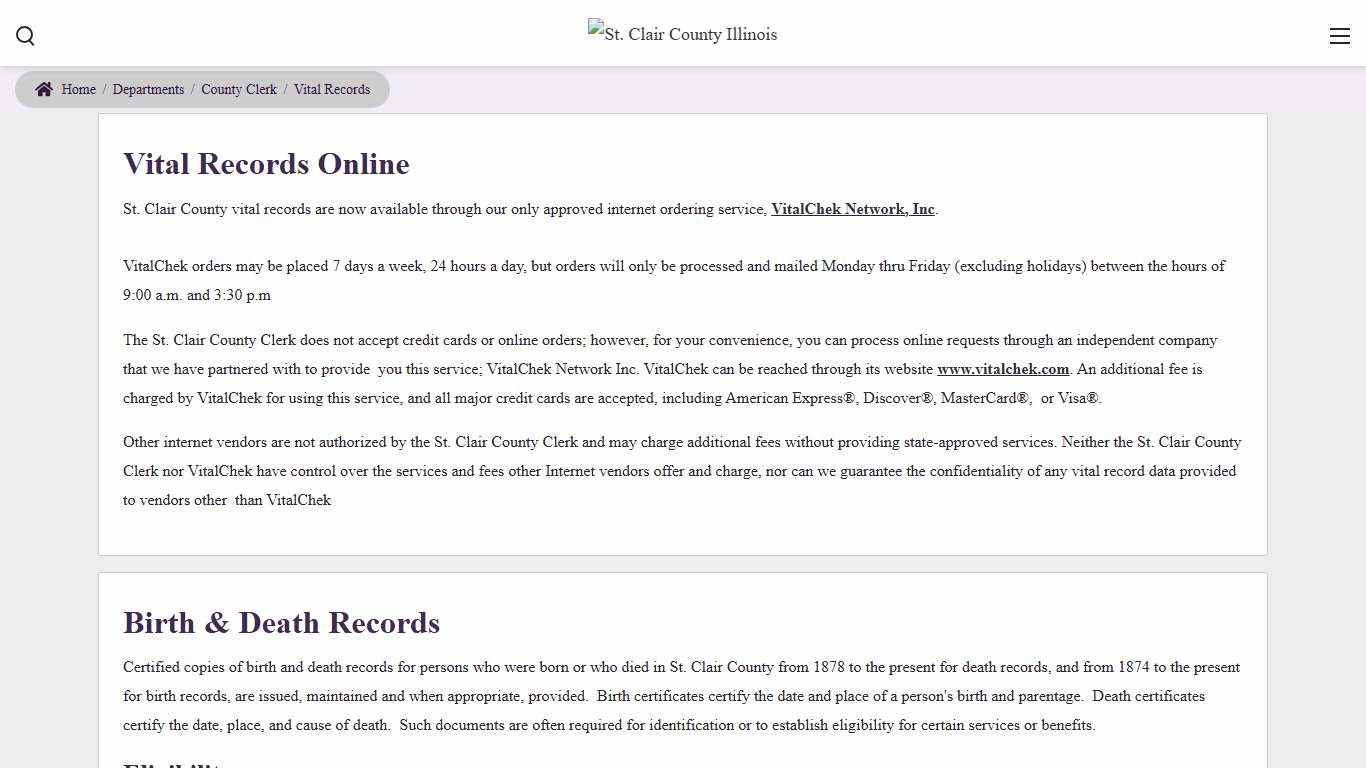 St. Clair County Illinois > Departments > County Clerk > Vital Records